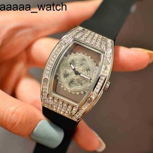 Titta på Richardmill Luxury Mens Mechanical Wristwatch Fortune Hollowed Out Fashion Decoration Tide Diamond Silicone Wine Barrel Leisure Women