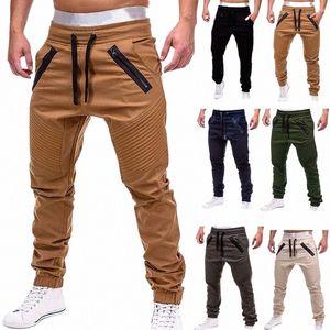 new Casual Solid Pants Full Length Cargo Pants Men Drawstring Joggers Sweatpants Plus Size 4XL Mid Waist Trousers Men Streetwear B4VO#