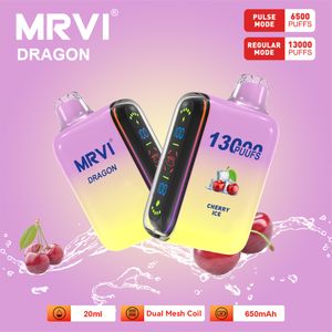 Carrello monouso Mrvi Bar Mrvi Dragon 13000 Puffs Monouso e sigaretta Preriempito 20ml Dispositivo Vape a doppia bobina con modalità a impulsi 2% 5% Forza