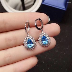 Dangle Earrings Classic Topaz Hoop For Party 6mm 8mm Natural Drop Solid 925 Silver Eardtop Gift Woman