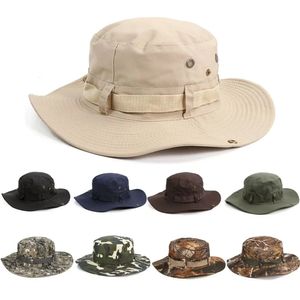 Erkekler Kadın Güneş Şapkası Geniş Nefes Alabilir Balıkçı Kap Mens Kova Şapkaları Yürüyüş Jungle Hat Yaz Açık Kamuflaj Kapakları 240320