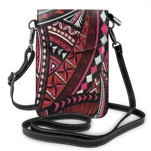 Axelväskor bullriga Designs Fashion Polynesian Crossbody Bag For Women damläder Kort Celltelefonmynt Purses Female Messenger