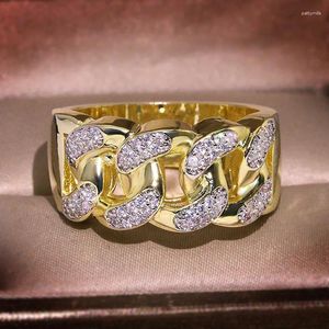 Klaster pierścieni Złote Diamond Men's Creative Watch Band Ring 925 Stamps Geometryczne punkowe modne biżuteria koktajl luksusowy prezent