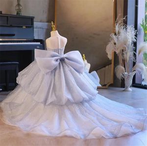 Abiti da ragazza Abito da fiore reale di lusso per perle di perline da sposa Abito lungo da spettacolo per ragazze Abito da prima comunione per bambini Taglia 1-16T