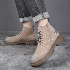 Stövlar utomhus fotled Mens Winter Boot Lace Up British Style Classic Suede Casual Shoes Work Footwear Anti-Slip Desert