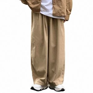 100% Cott Baggy Pants Men Wide Leg Oversize Jase Y2k Ankle-length Lg Harem Trousers Casual Sport 2023 New G4xL#