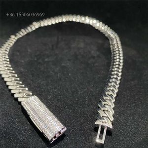 Mens 10Mm VVS Moissanite Diamond Clasp Solid Sier Iced Out Miami Link Chain Hip Hop Jewelry Cuban Necklace