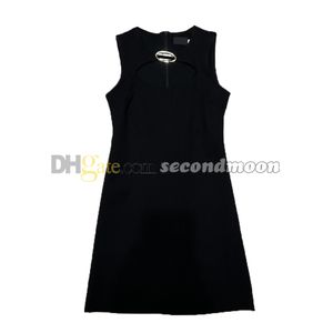 Sexy Hollow Dress Crew Neck Sleeveless Dresses Spring Summer Casual Style Dress Back Zipper Dresses