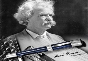 LGP Luxus-Stift Distinguished Writer Mark Twain Rollerball Kugelschreiber Ice Crack Schwarz Blau Weinrot Harzgravur mit Seriennummer N9599492