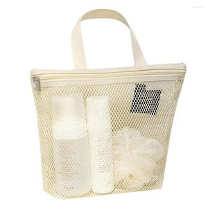 Storage Bags Mesh Toiletry Bag With Portable Handle Zipper Quick Drying Heavy Duty Large Capacity Shower Travel Makeup Organizer