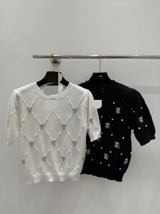 3021 2024 Runway Spring Summer Märke Samma stiltröja Kort ärm Crew Neck Fashion Clothes Black White Shun