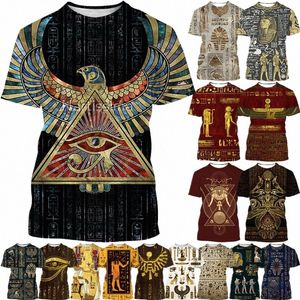 3D-mäns och kvinnors sommarfaro anubis t-shirt Ancient Egyptian God Eye Printed Short Sleeve Persality Graphic Trend Shirt D5ab#