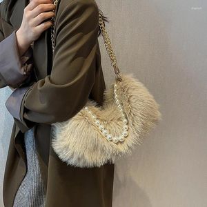 Torby wieczorowe miękkie pluszowe torebkę kobiety zimowe ciepłe ramię designerka marka faux fur poddrzmi moda koreańska dama mała crossbody