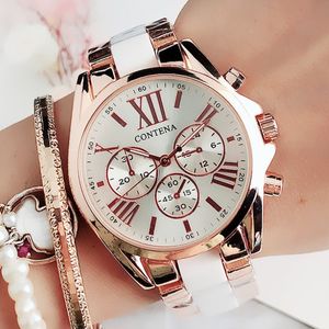 Nuovi orologi da donna famosi orologi di lusso di marca superiore al quarzo bianco da donna orologi da polso firmati Ginevra per le donne 201217284E