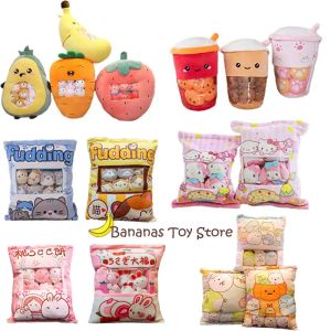 Poduszki Plushie Bag Pudding Toys Cookie Balls Japońska animacja Sumikko Gurashi Sakura Bunny Owoce Awokado Banana Candy Bag Prezent