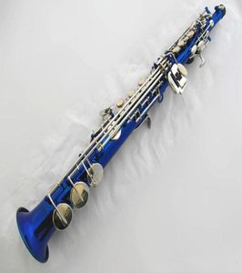 Högkvalitet Blue Bflat Professional Soprano Saxophone Shell Goldplated Keys ProfessionalGrade Tone Sax Soprano Instrument1314327