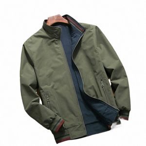 men's Windbreaker Double-sided Wear Jackets Men Baseball Pilot Bomber Stand Collar Jacket Hip Hop Streetwear Coat Solid Color J2CL#