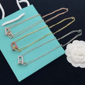 Crystal Pendant Neckor 18k Gold Silver Plated Titanium Steel Luxury Brand Designer Chain CollarBone Necklace Wedding Fashion Women Chousing Wholesale