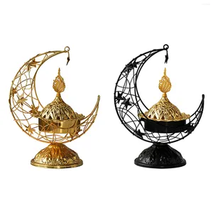 Portacandele Arabo Bruciatore di Incenso Candeliere Ornamento Antico Supporto Decorativo Portatile Incensiere in Metallo per Matrimonio