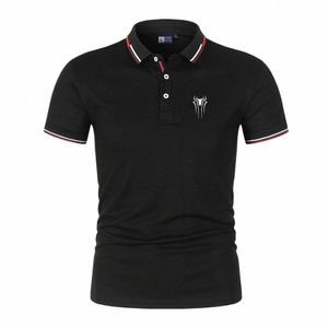 Summer New Men's Spider Print z krótkim rękawem koszulka polo oddychająca busin fi T-shirt męskie ubranie polo 47WX#