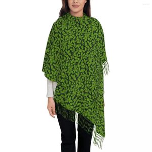 Halsdukar män kvinnor halsduk varma växter lindas med tofs gröna blad lyx 2024 sjalar och wrap vinter design bufanda mujer