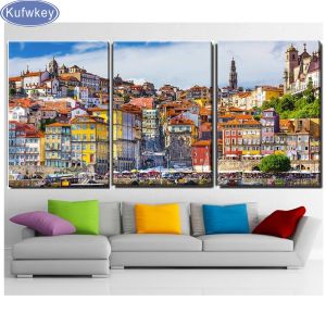 Stitch Diy Diamond Painting 3 Peças Conjunto Porto Porto Retro Town Scenic Diamond Borderyer Full Square Round Dilam Diamond Mosaic