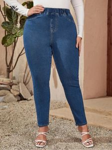 Jeans taglie forti per donna Jeans elasticizzati a vita alta da donna Jeans a matita elastica a tutta lunghezza Jeans curvy da donna skinny da 200 kg Jean per la mamma 240320