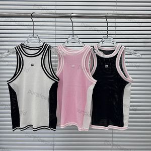 Women Tanks Tops Designer Knitting T Shirt ärmlös ihålig utskjutna sporttoppar Yoga Tees