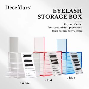 DeceMars False Eyelashes Storage Box 5 Layers Acrylic Pallet Lash Holder REDBLUEWHITE 240313
