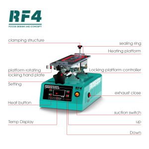 Sets RF4 RFFREEDOM Vakuum-Separator-Maschine, drehbarer Touchscreen, leistungsstarker Kleber, zum Entfernen der LCD-OCA-Laminierung für Telefonreparaturwerkzeuge