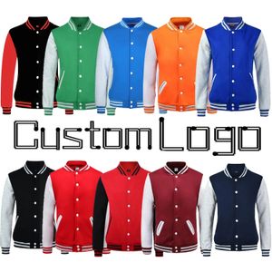 Anpassad grå ärm Vanlig kvinnor Team Uniform Coat College Baseball Jacket för män Green Orange Navy Yellow Blue Maroon Red 240320