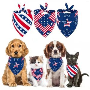 Dog Apparel Collar Canvas Personalized 4th Of July Bandana Neckwear Scarf For Small Medium Large Dogs Cats Birthday Gift