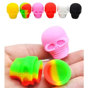 Jars 50Pcs Jar 3ml/15ml Silicone Skull Shape Container Cream Jars Oil Storage Box Bottle Makeup Cosmetic Smoking Accessories