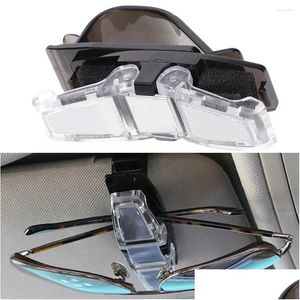 Other Interior Accessories 1Pcs Mti-Function Car Suv Vehicle Sun Visor Double Sunglasses Eye Glasses Card Pen Memo Holder Clip Drop De Otvzz