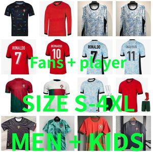 Portugal Soccer Jerseys 2024 2025 Men Set Kids Kit Player Versoin Pepe Joao Felix Ronaldo Football Shirts Diego J. Bernardo Neves 22 23 24 25 Portuguesa Long Sleeve
