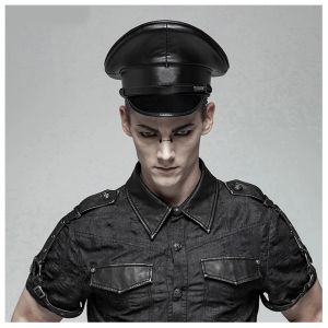ベレーツ3ビッグサイズドイツ役員バイザーキャップアーミットハット皮質革張り帽子警察キャップコスプレハロウィーンハット