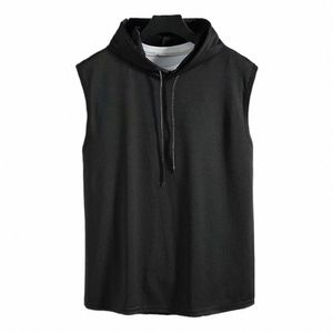 Hållbar Vest -skjorta män muskel polyester ärm solid sommartank top undertröja träning bodybuilding dagligen m0lq#