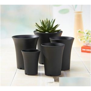 Planters Pots Black White Plastic Mini Flower Pot Home Office Desk Indoor Potted Garden Decor Planter Root Container Drop Delivery Pat DH8NP