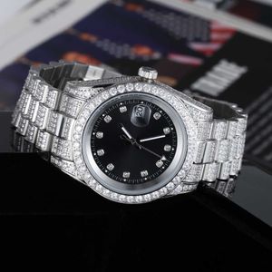 Luxo CZ Diamond Iced Out Gold Bated Stainls Aço Quartz Men Wrist Watch242K