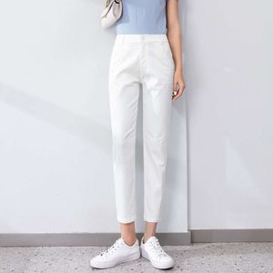 White Three proof Jeans for Women 2023 Spring/Summer New High Waist Slim and Versatile Waterproof and Oil Resistant Cropped Pants for Women