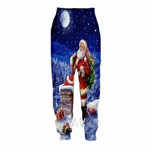 العام الجديد XMAS Y2K Pants Man Christmas 2024 Sweatpants Fi 3D Print Sports Sports Straight Shensing Tennis Prouters G5SF#