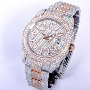 Armbandsur Diamond Mens Watch Automatic Mechanical Watch 41mm med diamantpäckt stålkvinnor Fashion Busins ​​Armswatch Bracele257o