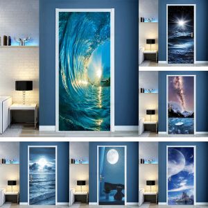 Adesivos estrela universo lua mar vista porta adesivos surround relaxamento papel de parede autoadesivo quarto sala estar