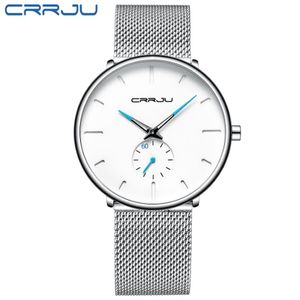 Crrju Mens Watches Top Brand Luxury Black Chartz Men Watch Mesh Mesh Sport Casual Sport Mash Relogio Masculino 2150169J