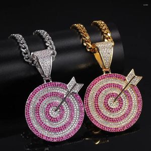 Anhänger Halsketten Hip Hop Klaue Einstellung CZ Stein Bling Out Darts Anhänger Halskette Für Männer Rapper Schmuck Mit 5mm 28 zoll Kubanische Kette