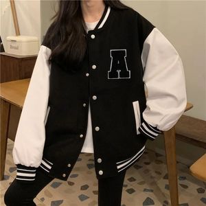 Y2K Autumn Vintage Streetwear Baseball Mundur Style Oversize Woman Płaszcze luźne studenckie kobiety mody kurtki bombowce jaquetas 240319