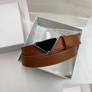 Belts Women Luxury Cowskin Belt For Mens Designer Genuine Leather Woman Triangle Buckle Waistband Cintura Ceinture P 2212461 Drop De Otuz8