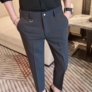 2024 Spring/Summer Casual Suit Pants Men Długość kostki Ubranie biznesowe Modne Fit Office Spodnie społeczne Black Grey