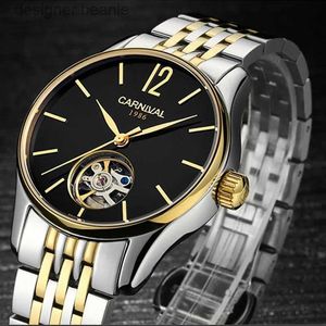 Relógios de pulso Nova marca suíça de luxo Carnaval automático mecânico masculino à prova d'água esférico duplo esqueleto relógio de negócios C612C24325