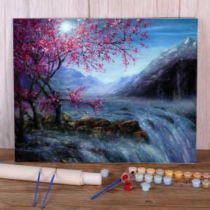 Número Cenário Natural Blossom Falls Pintura Diy por Números Kit Completo Acrílico Tintas 40*50 Canvas Pictures Handiwork Handiwork